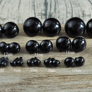 20Pairs 5mm/6mm/7mm/8mm/10mm/12mm/14mm/16mm/18mm/22mm/24mm Black Safety eyes,Black Doll eyes,Round Black Plastic eyes