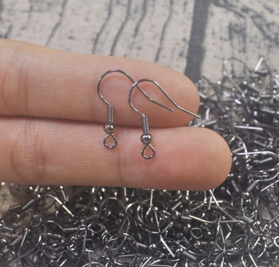 50,100,150,200Pcs Gunmetal Earring hooks, Earwires Fish Hook Jewellery  Findings--Nickel free, lead free and cadmium free earwire