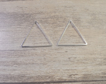 20Pcs/50Pcs Silver Brass Triangle Ring - Link - Triangle Charms - Geometric Charms - Triangle Earring Pendants - 29mm -(YY-5173#)