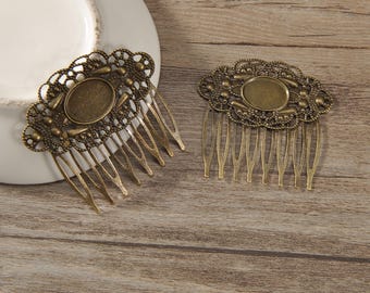 Vintage Hair Barrette Gold Tone Metal Decorative Rectangle  display picture 1