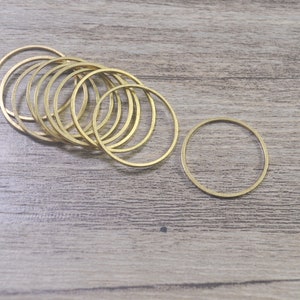50pcs 20mm Raw Brass Hollow Round Ring Pendant Charms，Raw Brass Circle Wire Frame，Earring Findings，Geometry Stampings，Jewelry Supplies