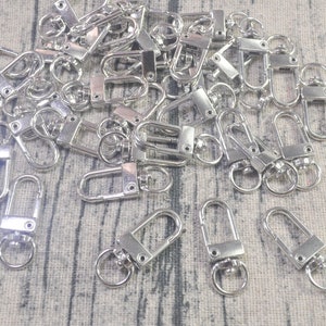 5-100Pcs Rhodium lobster swivel clasps key ring,Lobster Swivel Clasps Clips Bag Key Ring Hook Findings Keychain--34x13mm