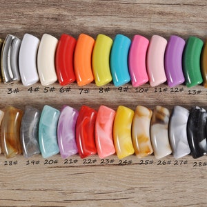 Colorful Acrylic Tube Beads,12mm Large Marble Acrylic Bamboo Beads, 12mm Curved Tube Beads,Bamboo Bracelet Bangle,Choose the color you want
