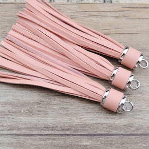 10cm PU Leather Tassel for Key Chain,1-10 Deep Pink Handmade Tassel,Tassel for Handbag,Silver Cap Tassel,PU Tassel DIY Bag Charm Decoration