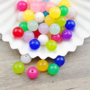 50 Stück 14mm runde Perlen, Kunststoff-Gelee-Perle, Acryl-Gumball-Perlen, Bubblegum-Perlen, runde Spacer-Perlen, gemischte runde Perlen,Großhandel-Perlen