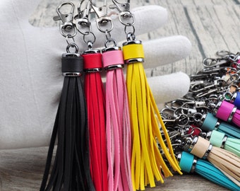 2Pcs+ 10CM PU Leather Tassel With KeyClasps, Fringe Tassel Accessories,Keychain Tassel, Tassel for Handbag,  Bag Charm Tassel Decoration
