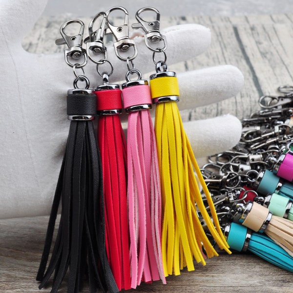 2Pcs+ 10CM PU Leather Tassel With KeyClasps, Fringe Tassel Accessories,Keychain Tassel, Tassel for Handbag,  Bag Charm Tassel Decoration