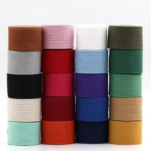 131 Colors, 2cm/2.5cm/3.2cm/3.8cm/5cm Wide Cotton Webbing Heavy Duty Bag handles, bag strap for Key Fobs Belts Purse Bag Straps Leash