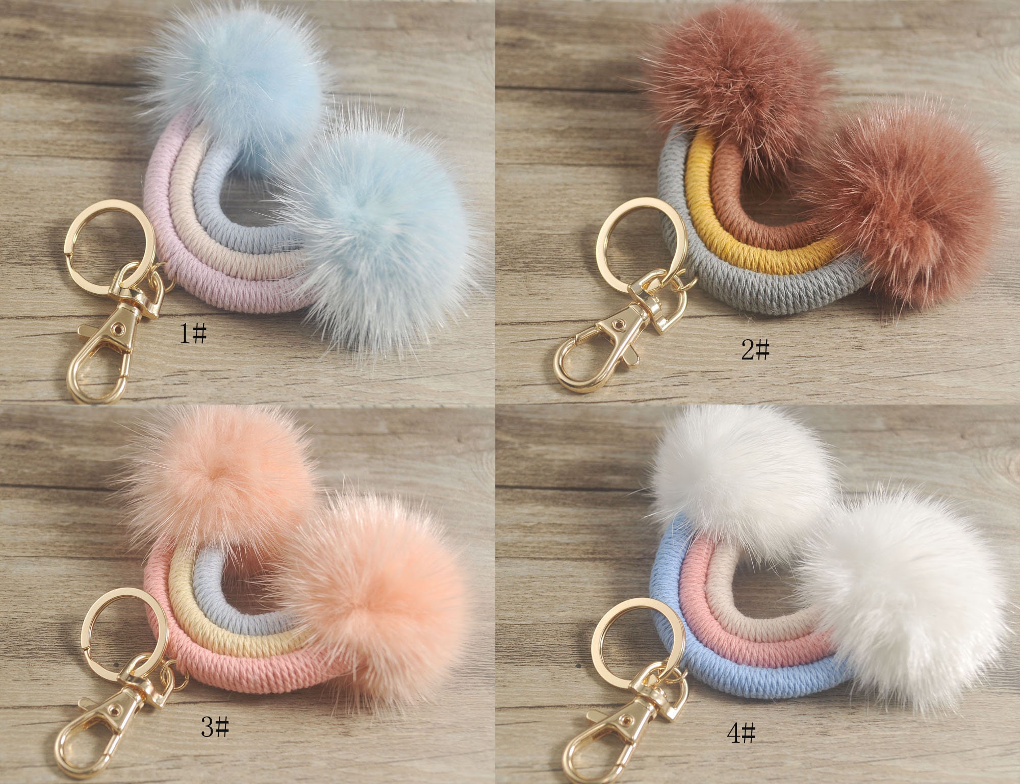 1pcs Rainbow Keychain,rainbow Keyring,mink Fur Rainbow Keyclasp