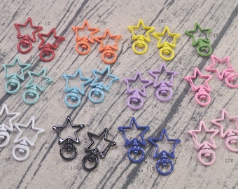 10/30/50/100Pcs Mixed Color Star Shaped Key clasp, star swivel snap hook key clasps,swivel clasp, push gate swivel clasp for purse supplies