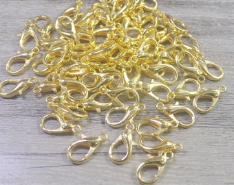 50 or 100Pcs BULK 8x16mm Gold plated Lobster Clasps, Alloy Lobster Clasps,Claw Clasps, Wholesale Necklace/Bangles Clasp