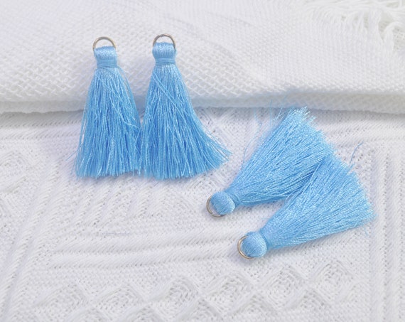 20PCS Dark Blue Silky Tassels - 3cm Handmade Jewelry Making Supplies For Craft Projects