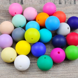 10Pcs Silicone Focal Beads Wholesale,24 Colors 15mm Round Silicone Beads , Spacer Silicone Beads ,Safe for beads bangle/ necklace