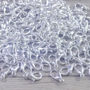 50 or 100Pcs BULK 6x12mm Silver plated Lobster Clasps, Alloy Lobster Clasps,Claw Clasps, Wholesale Necklace/Bangles Clasp