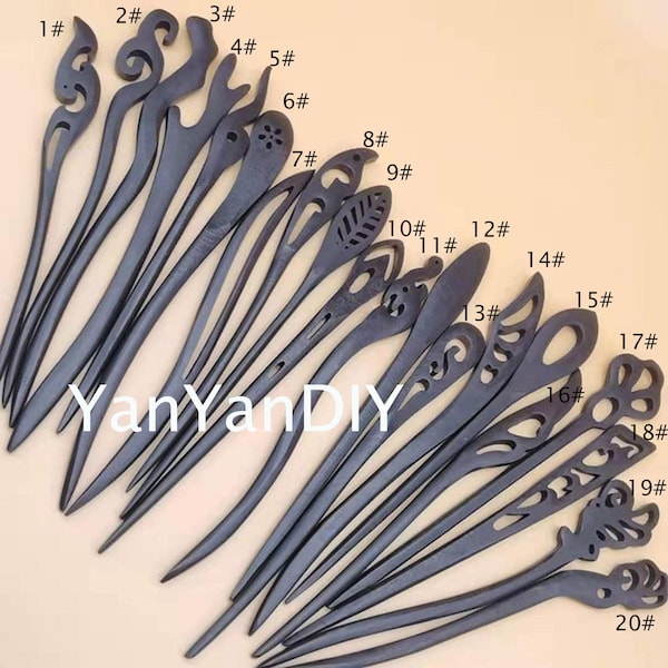 2-10pcs Black wood hairpin,carved wood hair stick,Hair Pin Jewelry