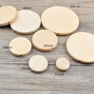 50Pcs,Flat Round Coin Shape Natural Wood 15mm 20mm 25mm 30mm 35mm 40mm 45mm 50mm Unfinished Round Wooden Spacer Beads,wood supply,Wood Craft