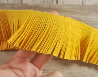 1.88" Leather Tassel Fringes,Faux Suede Fringe Trim,Yellow Tassel for costume,bags,purses,key chains,shoes,accessories,Indian fringes