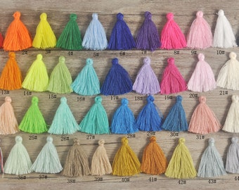 10/30/50/100Pcs 1.18" Colorful Tassels,45 Colors 3cm Handmade Cotton Tassels,Tassels Trim Fringe,Small Tassel Supplies,Jewelry Tassels