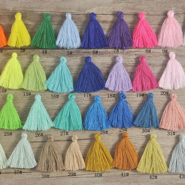 10/30/50/100Pcs 1.18" Colorful Tassels,45 Colors 3cm Handmade Cotton Tassels,Tassels Trim Fringe,Small Tassel Supplies,Jewelry Tassels