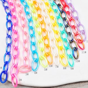 5-100Pcs AB Color Small Oval Plastic Chain,Plastic Chain for Necklaces,19.6 inches length, link size 13x7.5mm,Craft Chain,DIY jewelry