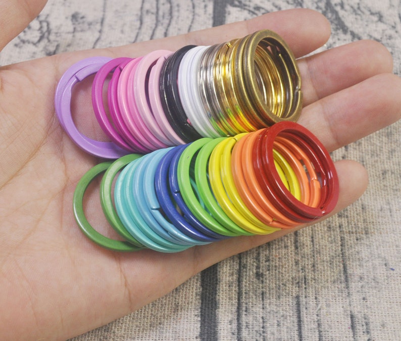 103050pcs Wholesale Key Ring Findings,Colorful Blank Split Rings,Key Chain Supply,Circle Round Keychain,Split Rings,30mm image 1