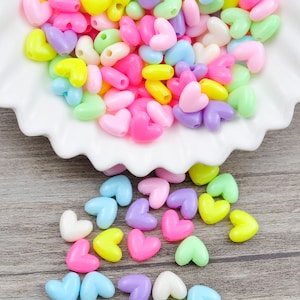 200 stks/pak acryl hartkralen (11 mm assorti hart (hartvorm) kunststof afstandkralen, ketting/armbandkralen