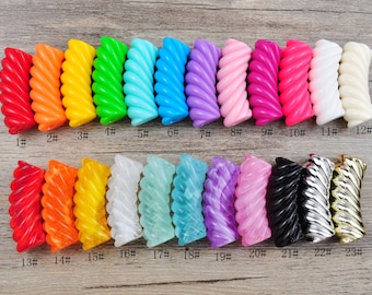 1/6/30Pcs Twisted Rope Curved Tube Beads,12mm Big Bamboo Acrylic Tube Beads Bracelet Tube Beads, Bracelets, Tube Beads,DIY Bracelet Jewelry