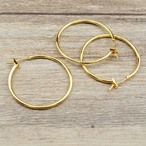 High Quality，Round Hoop Earring Gold Filled 18K , 6Pcs-50Pcs Gold Plated Ear Rings, 30mm Hoop Earrings.Ear Rings，Jewelry Making