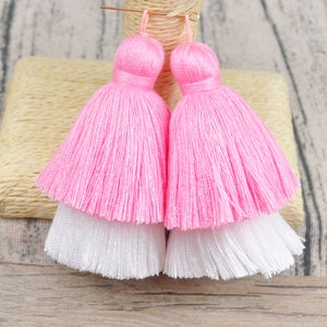1-100Pcs Pink&White ombre Tassels, Bilayer Cotton Tassels,Cotton Thread Tassels, Stacked Cotton Tassels,Wholesale Cotton Tassels, YY#1
