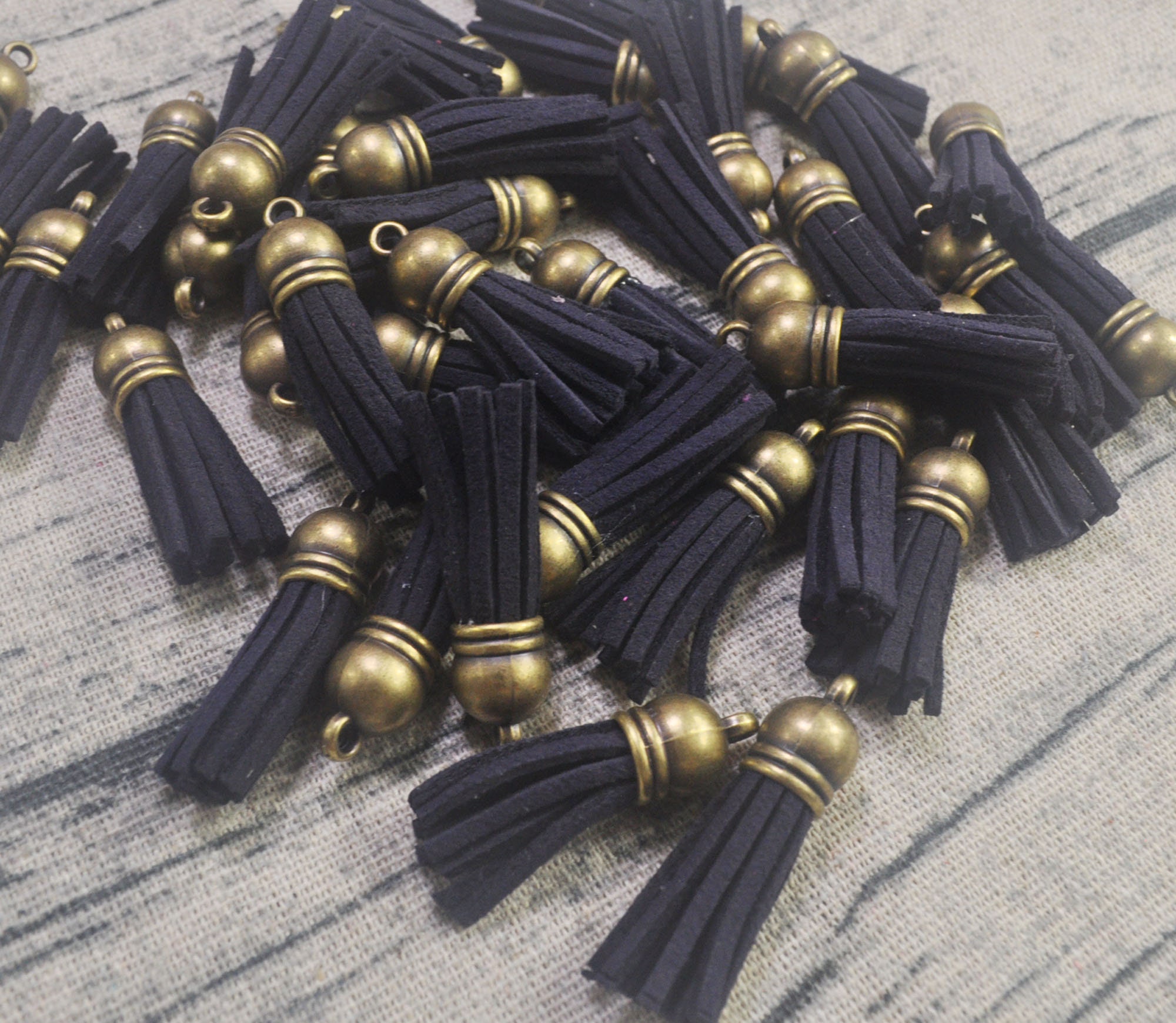 50 Pieces Navy Blue Tassels 1.5'' Faux Leather Etsy