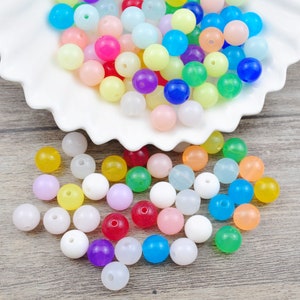 100 Stück 10mm runde Perlen, Kunststoff Jelly Bead, Acryl Gumball Perlen, Bubblegum Perlen, runde Spacer Perlen, gemischte runde Perlen, Großhandel Perlen
