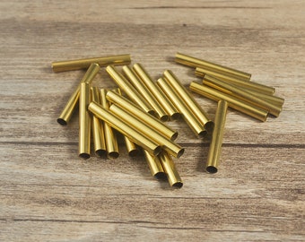 100pcs of Raw Brass Tube Spacers Beads,Round Tube Brass beads,Brass Jewelry Findings 40mm