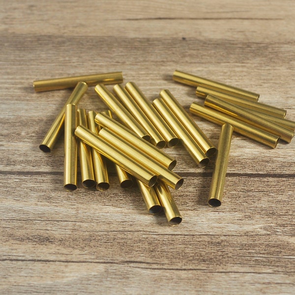 30/50/100pcs of Raw Brass Tube Spacers Beads,Round Tube Brass beads,Brass Jewelry Findings 30mm