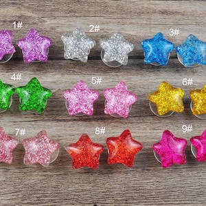 4-26Pcs Glitter Star Shoe Charm,Resin Colored Star Shoe Charm,Shoe Decoration,Star Shoe Decor,Shoe Accessories,9 Colors,16mm