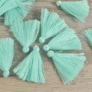 10/30/50/100Pcs 1.18&quot; Aqua Tassels,3cm Handmade Cotton Tassels,Tassels Trim Fringe,Small Tassel Supplies, Jewelry Tassels