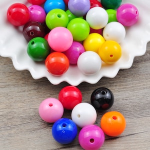 100 Stück 16 mm runde Perlen, runde Kunststoffperlen, Acryl Gumball Perlen, Bubblegum Perlen, runde Spacer Perlen, bunte runde Perlen, Großhandel Perlen