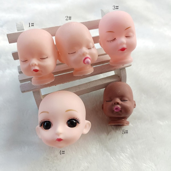 1-10Pcs Vivid Soft Clay Handmade Cute Red Lips Sleeping Baby Doll Heads, Decor Chic Artist Hand Painting Doll Body Part DIY Crafts Keychain