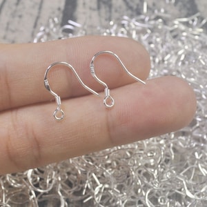 4pcs 925 Sterling Silver Earwire, Earring Hook, Fishhook 15mm