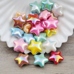 Star Beads,AB Color Acrylic Beads, Iridescent Beads，Star Rainbow Gumball Bubblegum Beads，Beads for Jewelry Bracelets Necklace DIY Pen Making