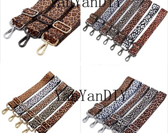 7Colors,55" Adjustable Bag Strap,1.5" Width Leopard Print Crossbody Strap,Handbag Strap,Gold/gunmetal/silver Swivel Clasp Colorful Bag Strap