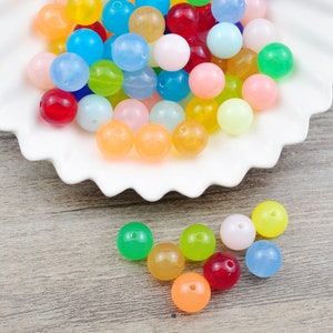 100 Stück 12mm runde Perlen, Kunststoff-Gelee-Perle, Acryl-Gumball-Perlen, Bubblegum-Perlen, runde Spacer-Perlen, gemischte runde Perlen, Großhandelsperlen