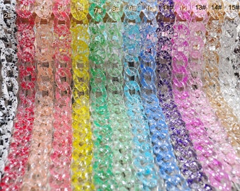 16 couleurs, 15.7 « / 19.7 « / 27.5 " Maillons de chaîne de bordure en acrylique transparent, chaîne en plastique à torsion plate, chaîne de lunettes, chaîne de lunettes de soleil, chaîne à maillons ouverts