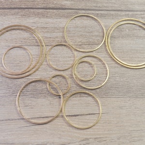 40Pcs KC Gold plated brass round earring connector 15mm/20mm/25mm/30mm/35mm/40mm，KC Gold Circle Links,bulk Gold rings,Brass earring charms.