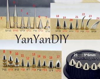 10pcs Silver Alloy/Brass Cone Spike Punk Studs Bullet Rivets with Screw-Back Leather Crafts DIY Accessories,Craft Supplies DIY