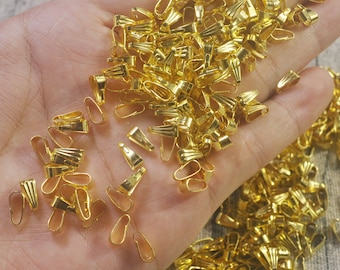100/300Pcs Gold Plated Pinch Bails, Pendant Bails, Charm Pinch Bails, Pendant Connector, Pendant Holder, Bail, Jewelry Findings.8.5x3mm