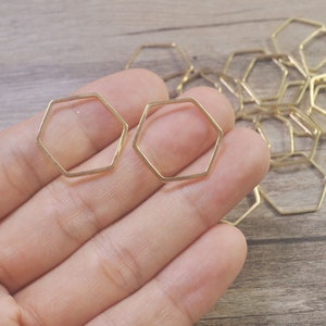 40/100PCS KC Gold Hexagon Charm, Brass Hexagon Rings,Geometry Charms,Earring Findings, Jewelry Making, Diy Material, Jewelry Supplies-YY3686