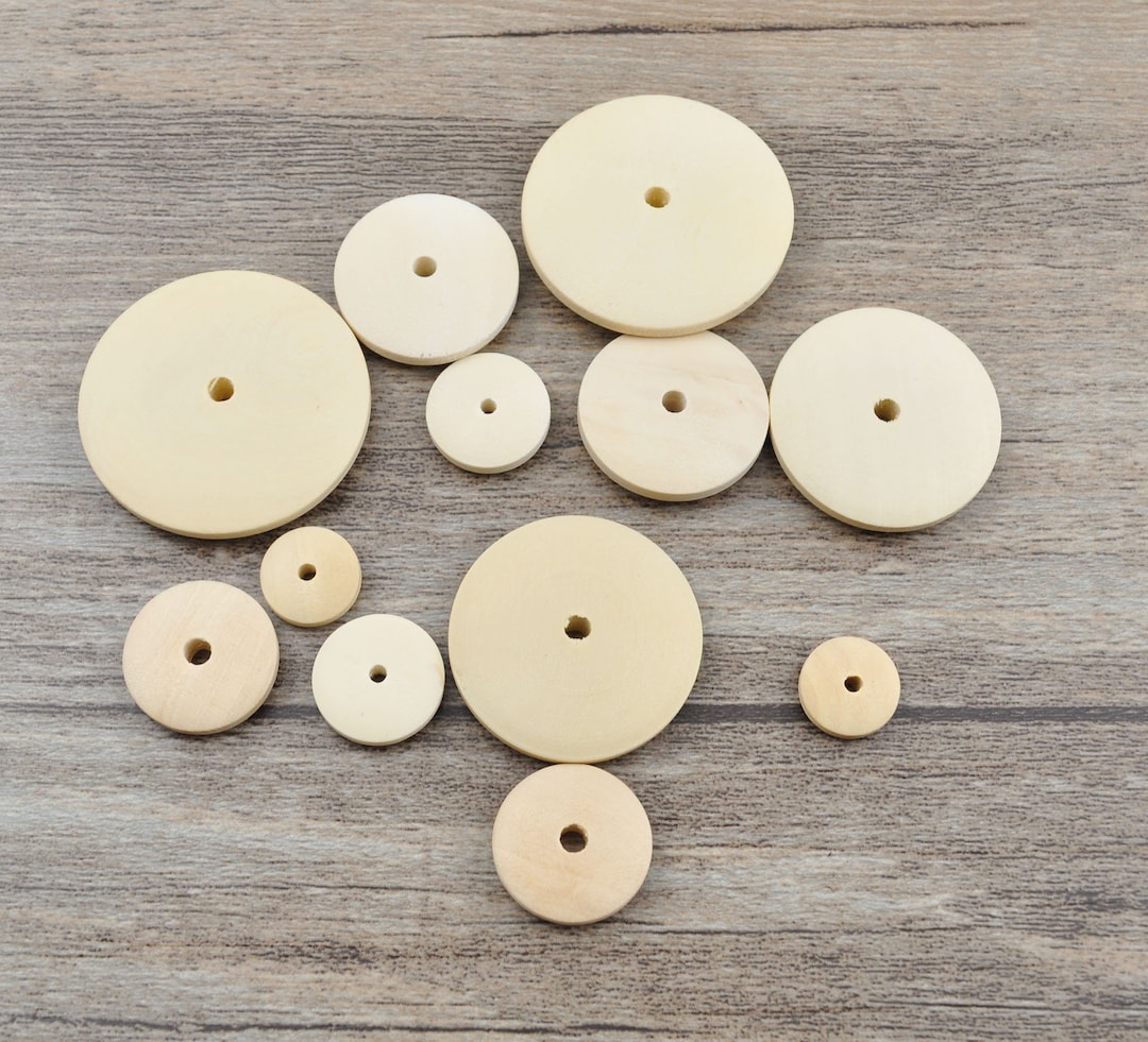 50pcs,wooden Discs Shape Natural Wood,10mm/13mm/15mm/20mm/25mm/30mm ...