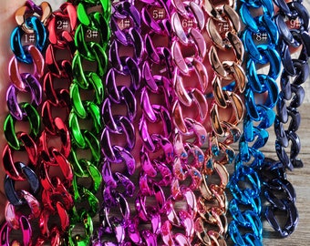 plastic link chain,UV plated ABS plastic Curb Chain Link,Flat Twist Plastic Chain,Purse Chain,Necklace Chain,Sunglass Chain,Open Links Chain