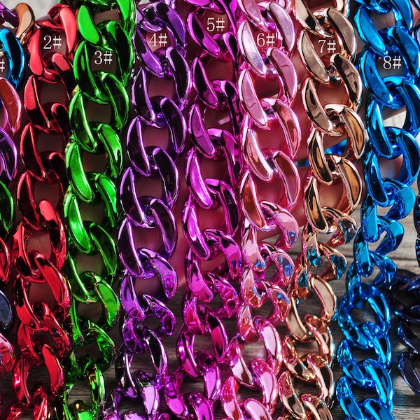 plastic link chain,UV plated ABS plastic Curb Chain Link,Flat Twist Plastic Chain,Purse Chain,Necklace Chain,Sunglass Chain,Open Links Chain