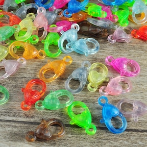 10/40Pcs Transparent Heart Shape Acrylic Plastic Lobster Clasp, lobster claw clasps,Glasses Chain Clasps,Key Chain Snap Hook Clasps/23x12mm
